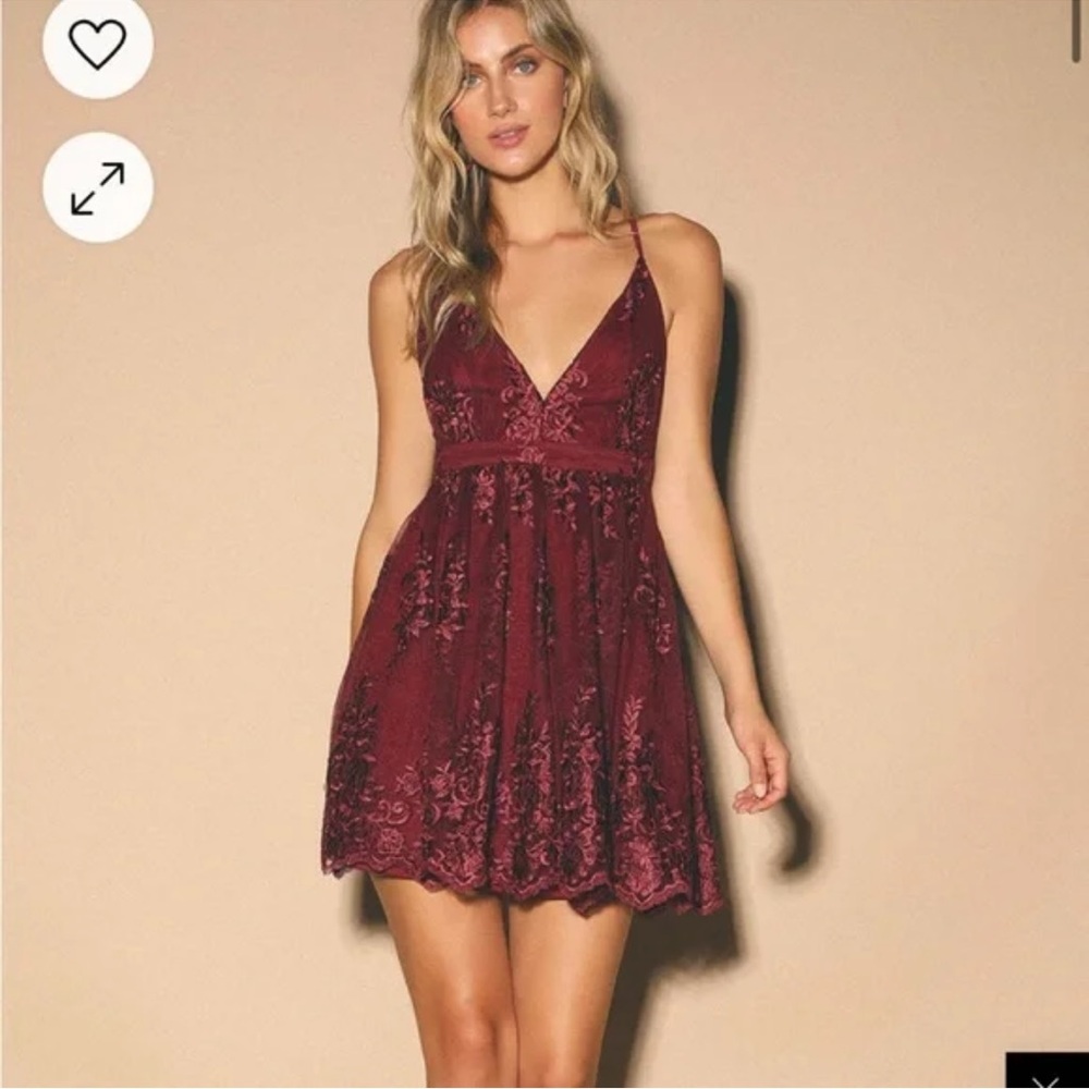 Lulus Wine A Love To Remember Lace Dress Size Small